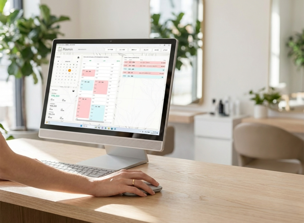 買い切り型の顧客管理・予約管理・売上管理・売上分析ソフト「Posmin」の操作イメージ画面